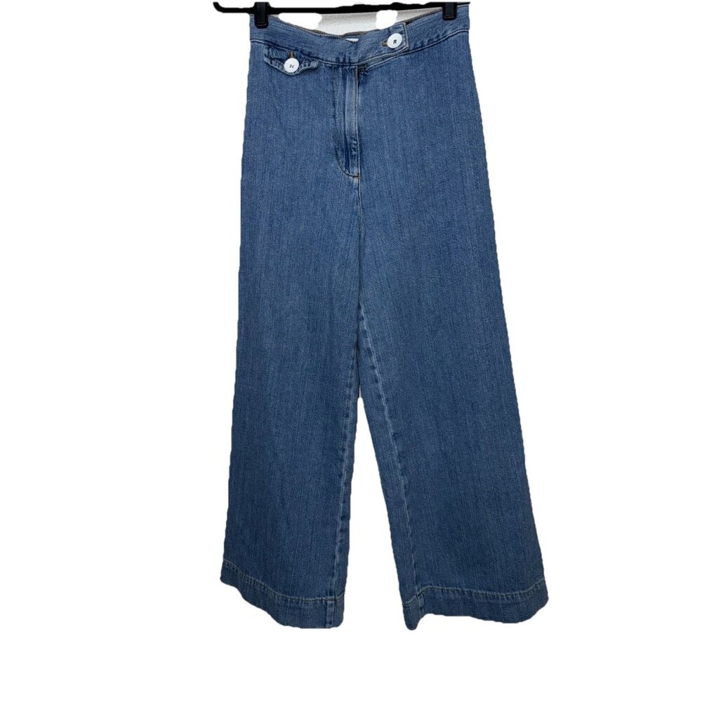 Zara Bare Back Wide Leg Jeans Zara Woman Premium Denim US 2 100% Cotton 1D